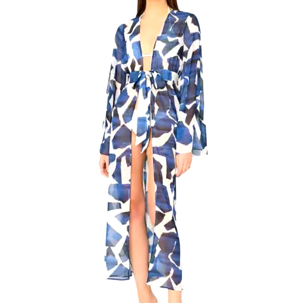 Vince Ocean Puzzle Chiffon Dress